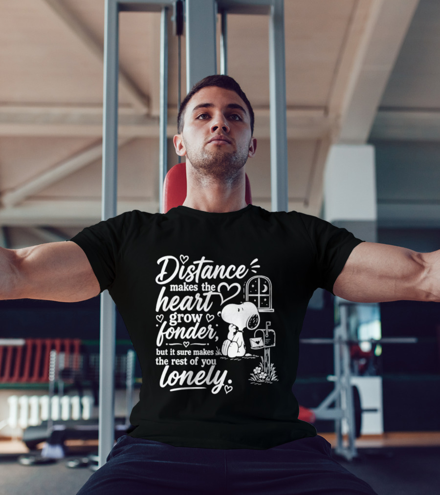 Snoopy Distance Makes The Heart Grow Fonder Lonely Mailbox Scene T-Shirt