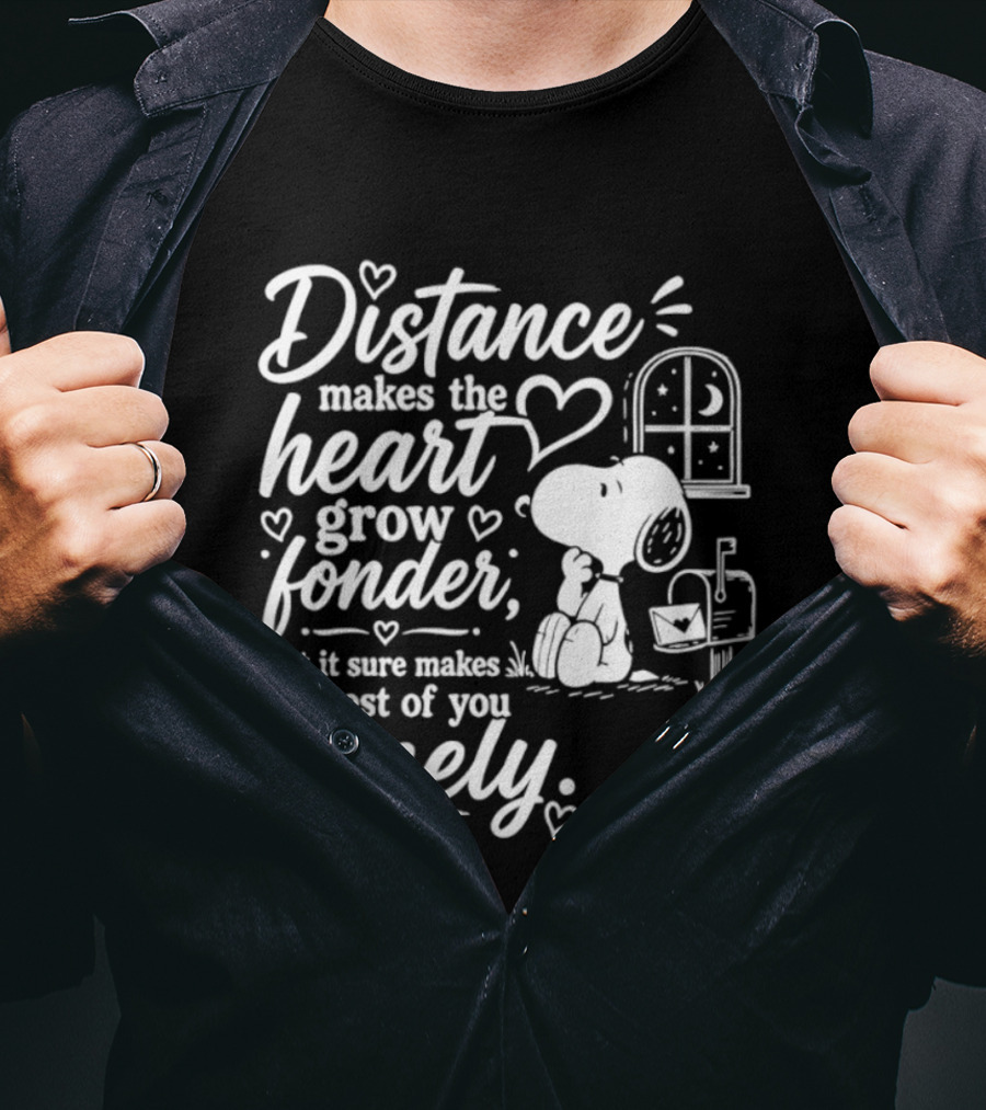 Snoopy Distance Makes The Heart Grow Fonder Lonely Mailbox Scene T-Shirt