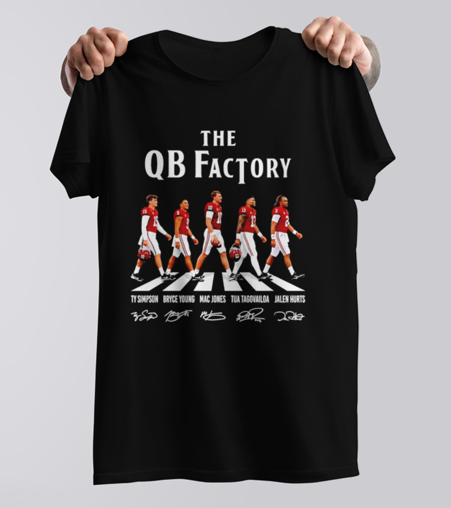 The QB Factory Ty Simpson Bryce Young Mac Jones Tua Tagovailoa Jalen Hurts Alabama Crimson Tide T-Shirt