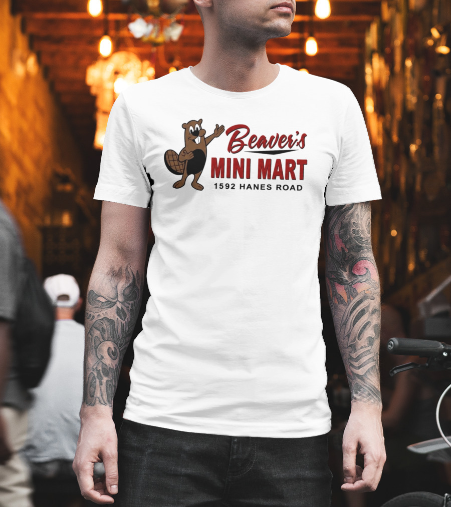Beaver's Mini Mart Mascot Logo 1592 Hanes Road T-Shirt