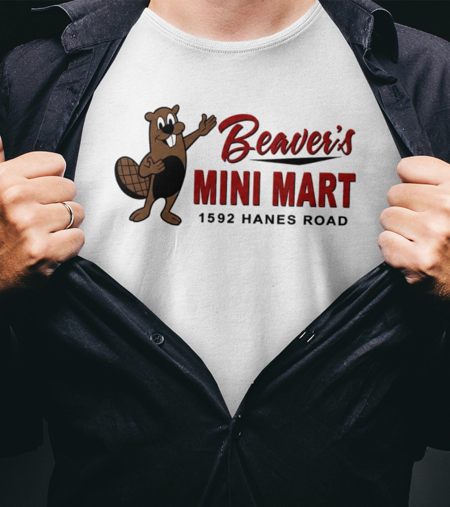 Beaver's Mini Mart Mascot Logo 1592 Hanes Road T-Shirt
