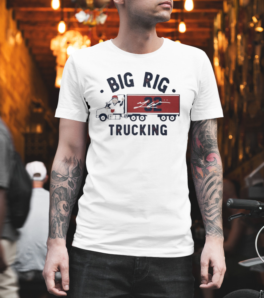 Big Rig Trucking 32 Cartoon Truck Driver With Red Cap T-Shirt