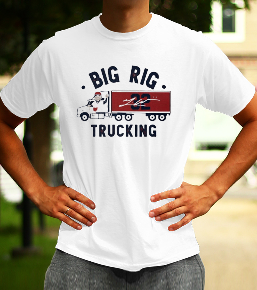 Big Rig Trucking 32 Cartoon Truck Driver With Red Cap T-Shirt