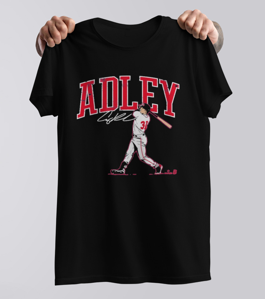 Adley Rutschman Baseball Swing Illustration With Signature T-Shirt