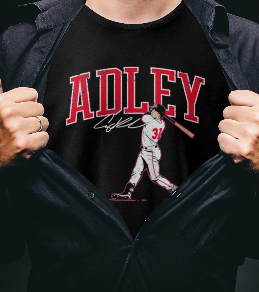 Adley Rutschman Baseball Swing Illustration With Signature T-Shirt