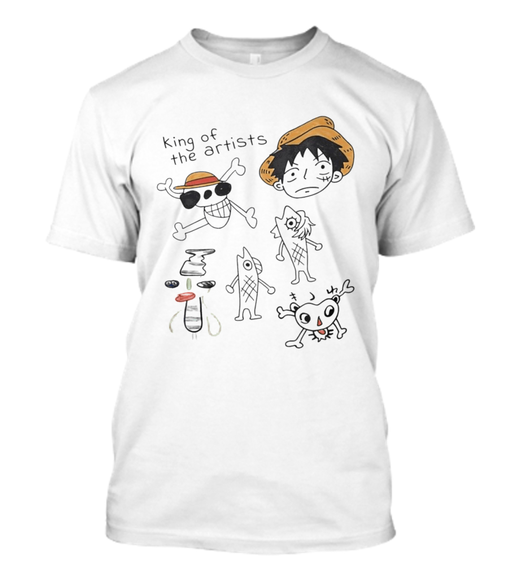 King Of The Artists One Piece Straw Hat Skull Luffy Sketches T-Shirt
