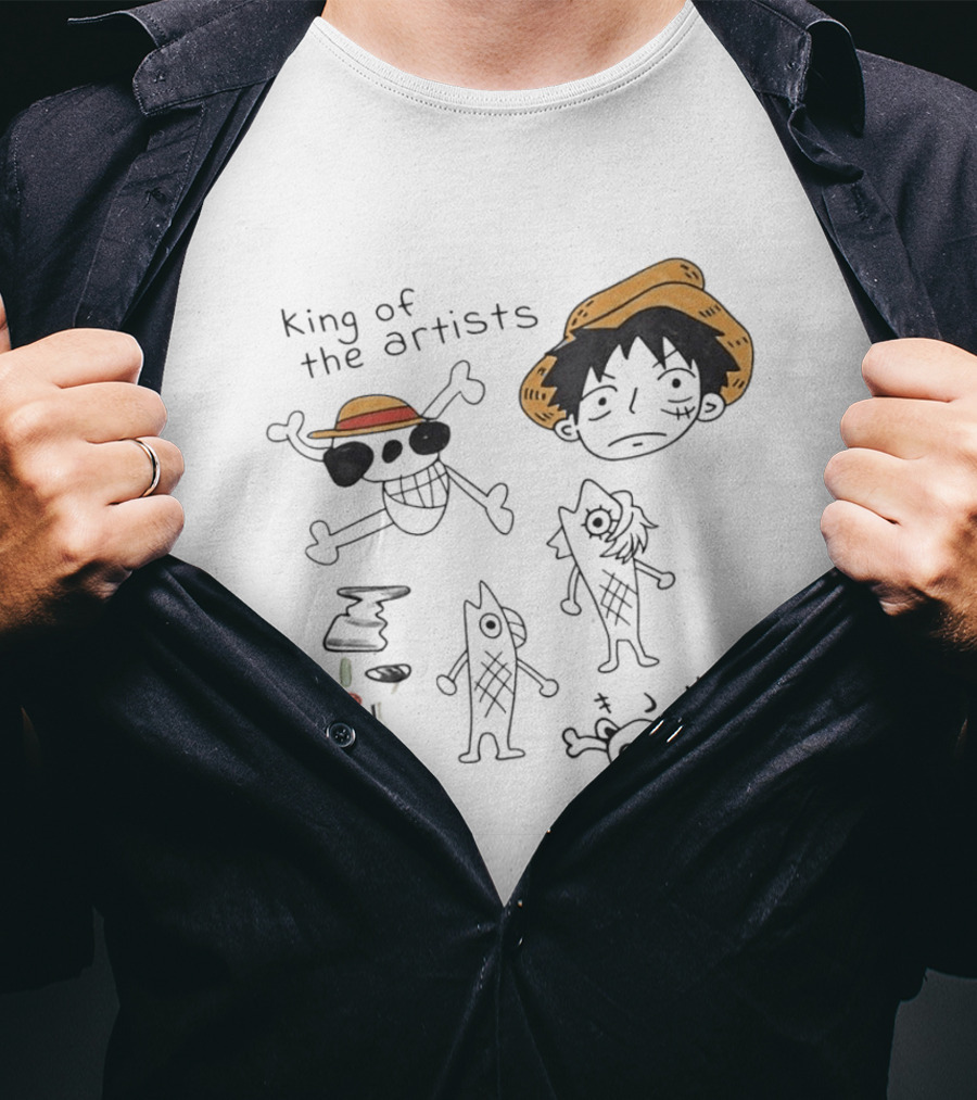 King Of The Artists One Piece Straw Hat Skull Luffy Sketches T-Shirt