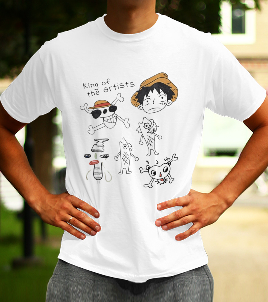 King Of The Artists One Piece Straw Hat Skull Luffy Sketches T-Shirt