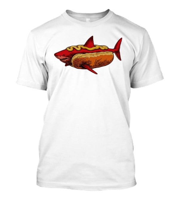 Shark Hot Dog Mustard Mashup Humor T-Shirt
