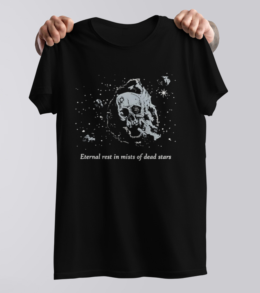 Eternal Rest In Mists Of Dead Stars Skull Space T-Shirt