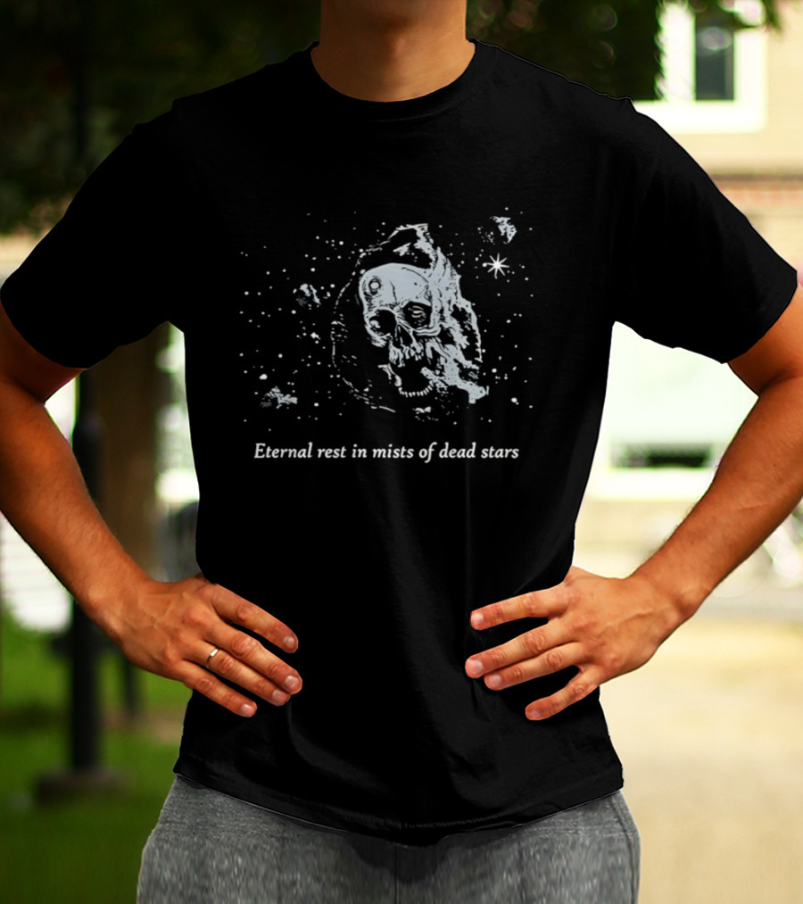 Eternal Rest In Mists Of Dead Stars Skull Space T-Shirt
