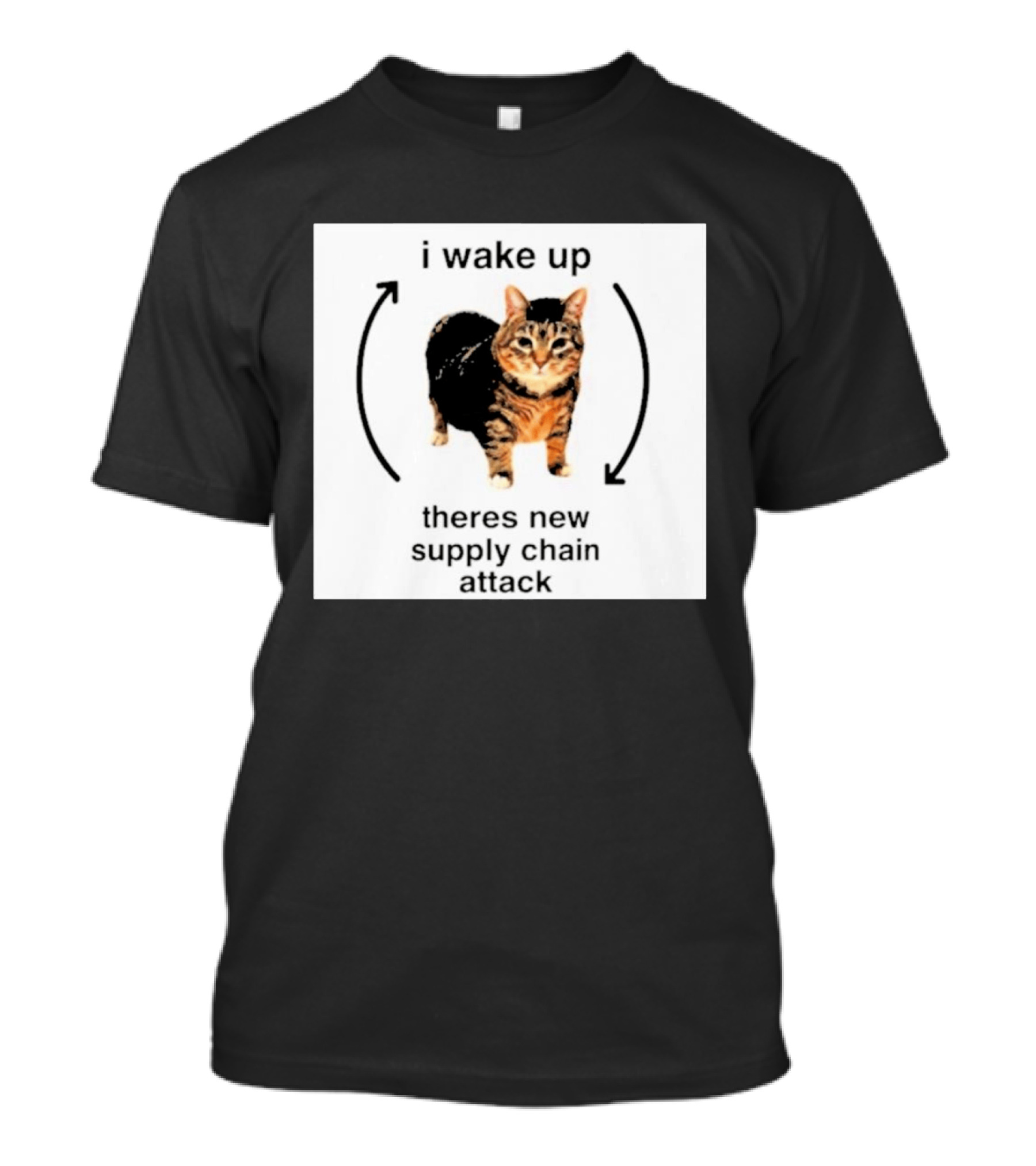 I Wake Up Theres New Supply Chain Attack Cat Meme T-Shirt