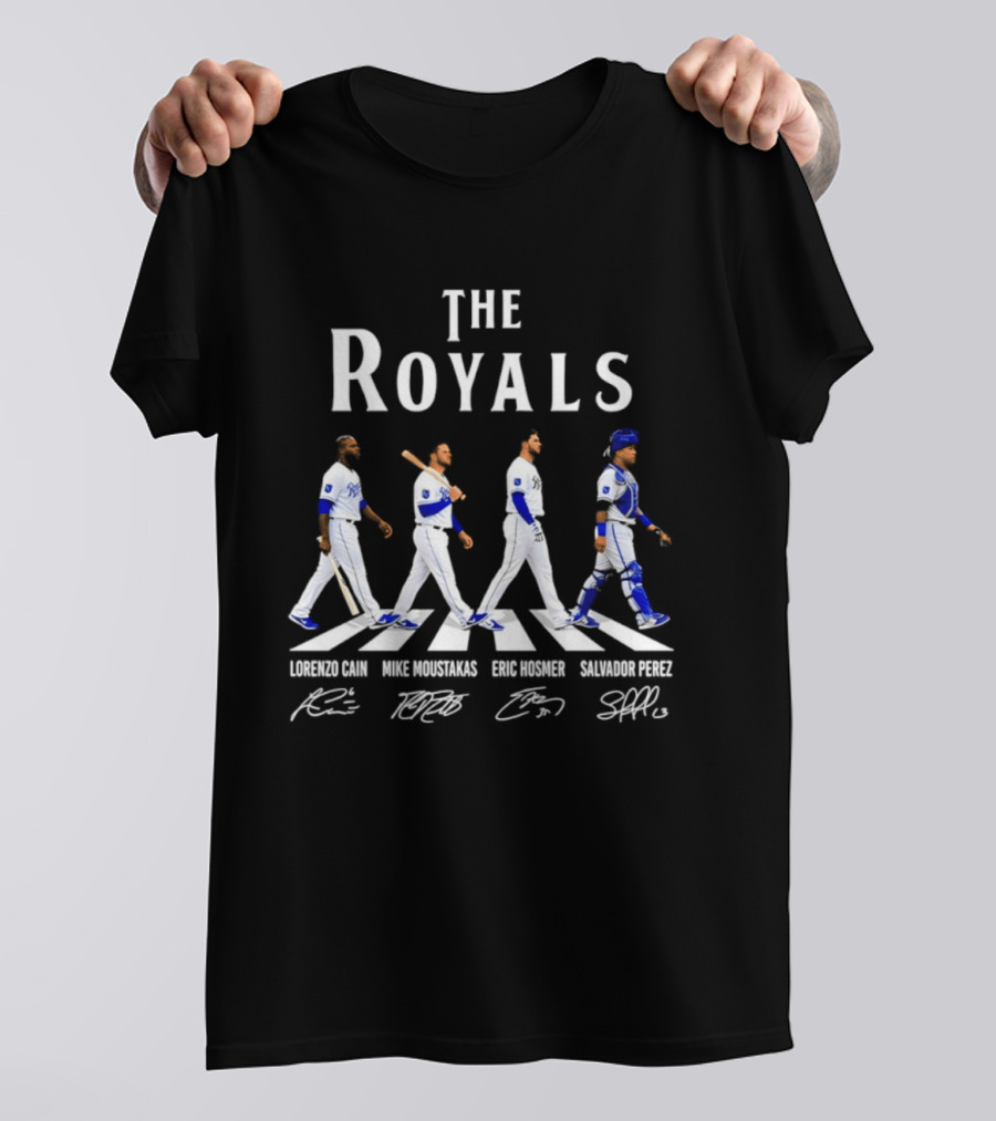The Royals Lorenzo Cain Mike Moustakas Eric Hosmer Salvador Perez Signatures Abbey Road Kansas City Royals T-Shirt