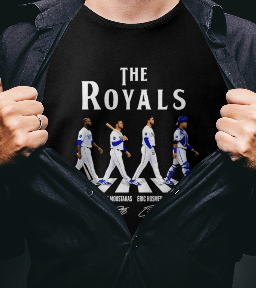 The Royals Lorenzo Cain Mike Moustakas Eric Hosmer Salvador Perez Signatures Abbey Road Kansas City Royals T-Shirt