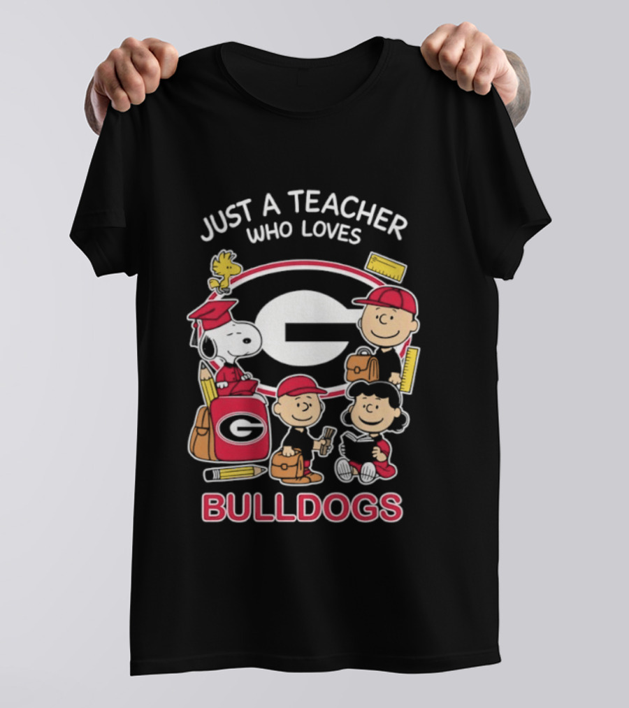 Just A Teacher Who Loves Bulldogs Peanuts X Georgia Football Academics T-Shirt