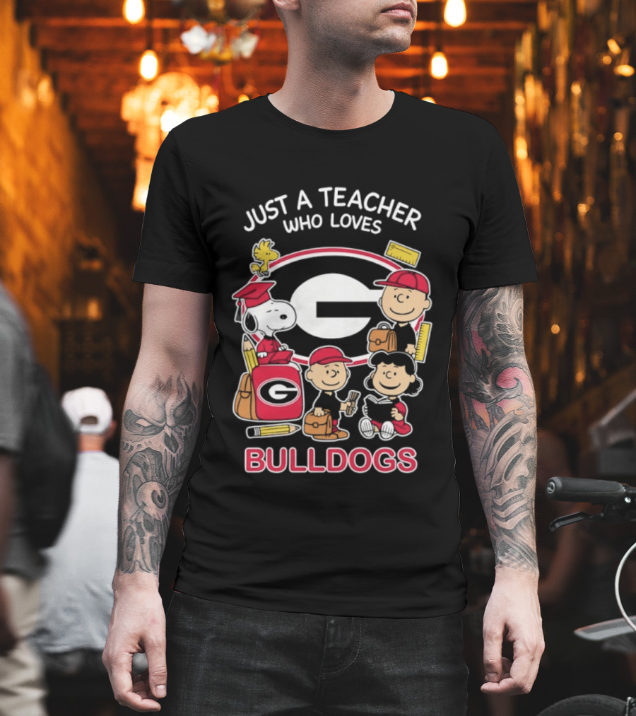 Just A Teacher Who Loves Bulldogs Peanuts X Georgia Football Academics T-Shirt
