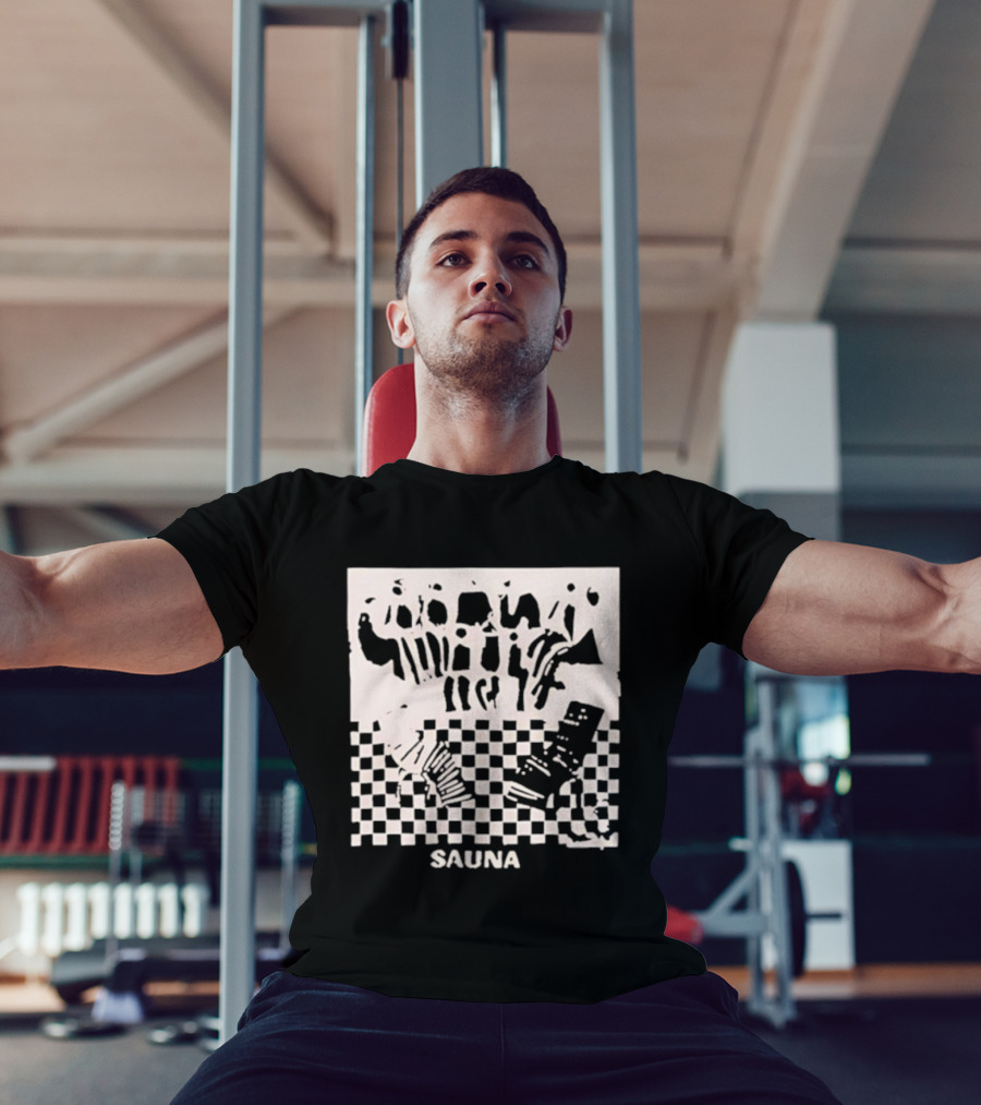 Sauna Checkered Patterns Accordion Instruments T-Shirt