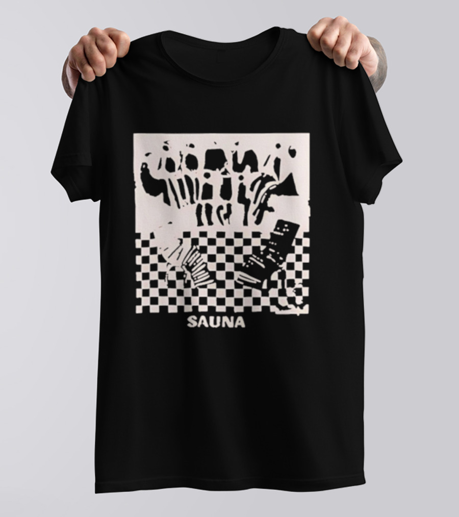 Sauna Checkered Patterns Accordion Instruments T-Shirt