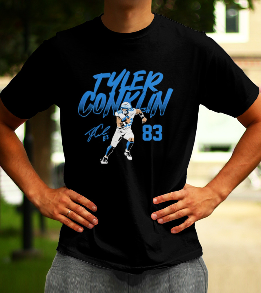TYLER CONKLIN 83 Detroit Lions Dynamic Pose T-Shirt