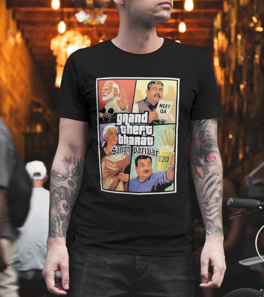 Grand Theft Bharat Sangh Parivar NEET QA Budget Perkonomics E20 T-Shirt
