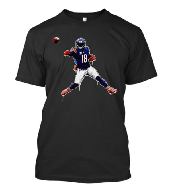 Chicago Bears Number 18 Quarterback Graffiti Style Football T-Shirt