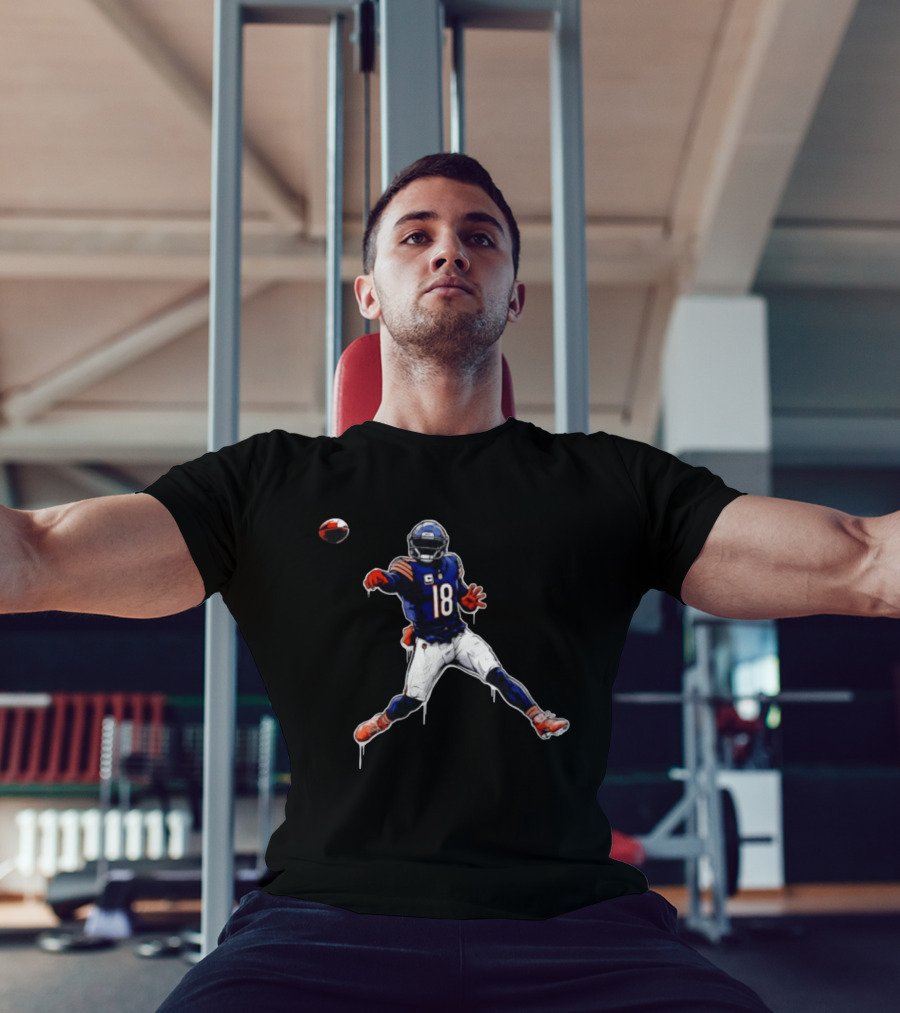 Chicago Bears Number 18 Quarterback Graffiti Style Football T-Shirt