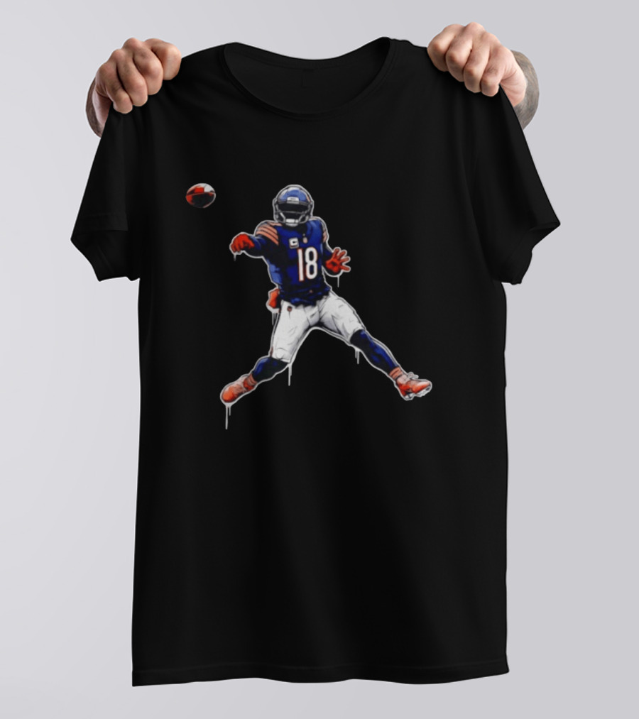 Chicago Bears Number 18 Quarterback Graffiti Style Football T-Shirt