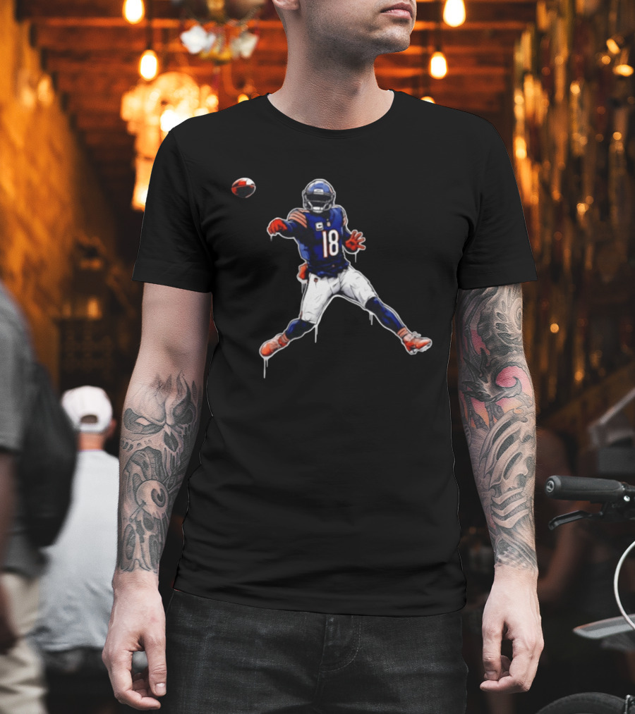 Chicago Bears Number 18 Quarterback Graffiti Style Football T-Shirt
