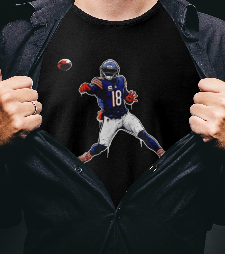 Chicago Bears Number 18 Quarterback Graffiti Style Football T-Shirt