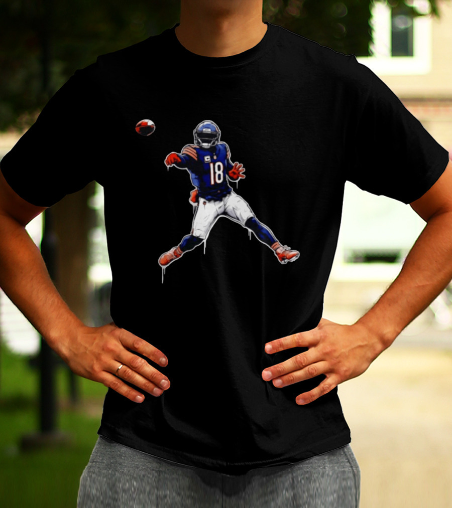 Chicago Bears Number 18 Quarterback Graffiti Style Football T-Shirt