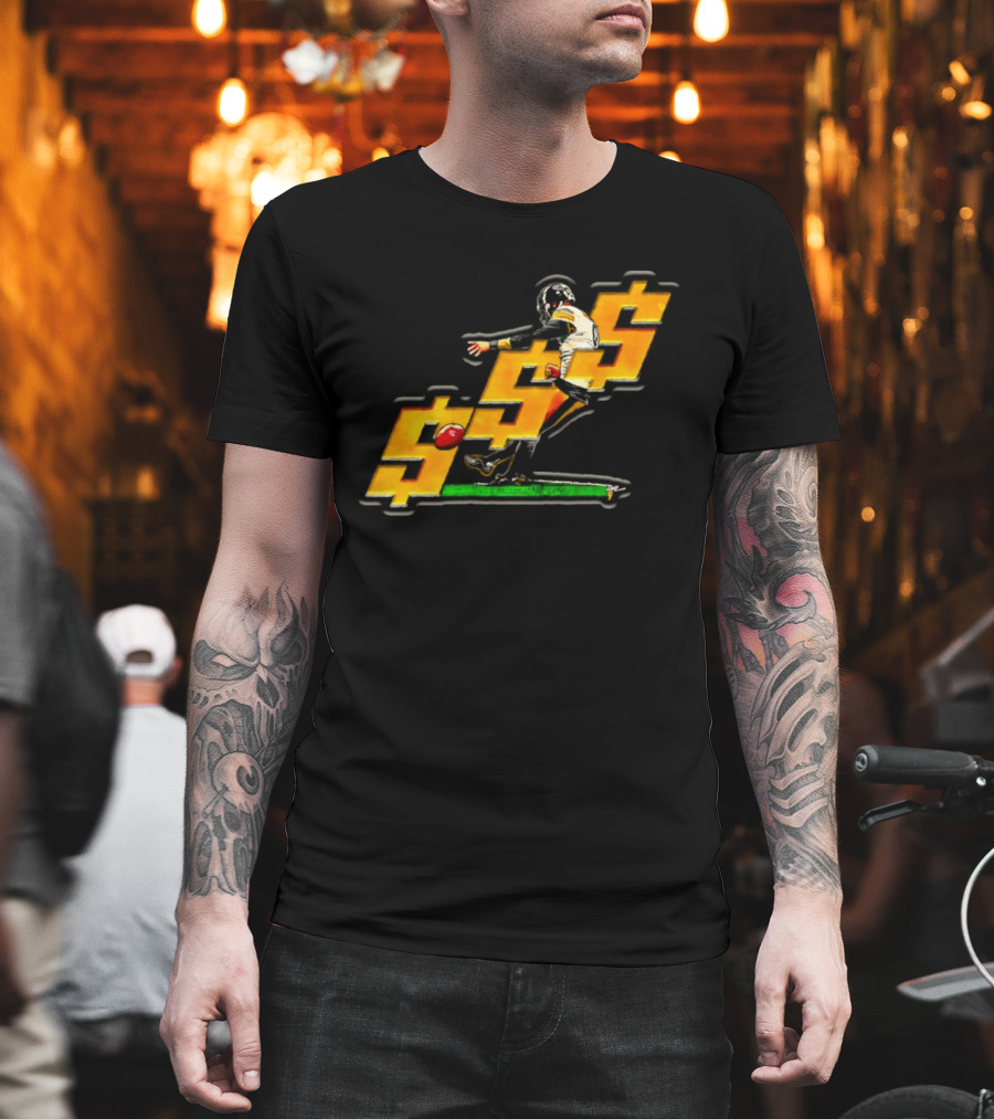 Pittsburgh Steelers Chris Boswell Kicking Football Dollar Sign T-Shirt