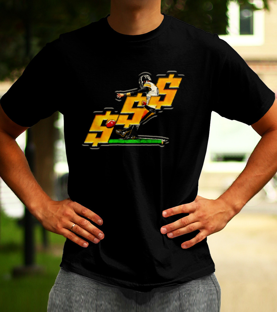 Pittsburgh Steelers Chris Boswell Kicking Football Dollar Sign T-Shirt