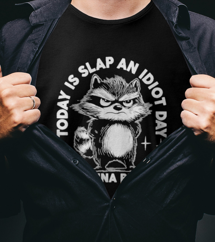 Raccoon Today Is Slap An Idiot Day I'm Gonna Be Busy T-Shirt