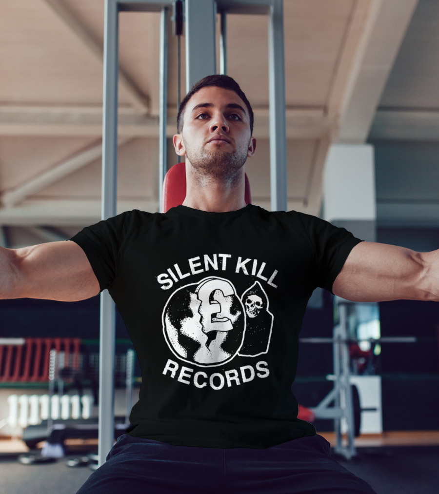Silent Kill Records Skull Punk Logo Earth T-Shirt