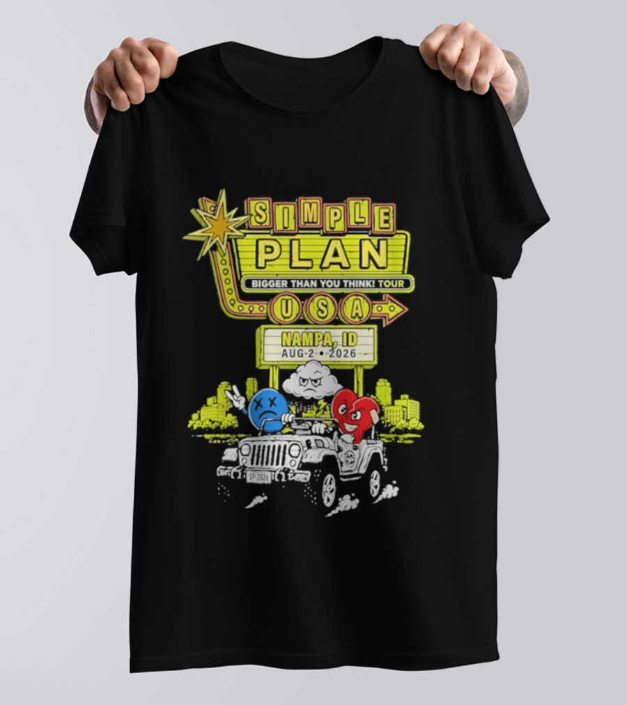 Simple Plan Bigger Than You Think Tour Nampa ID USA August 2 2026 T-Shirt