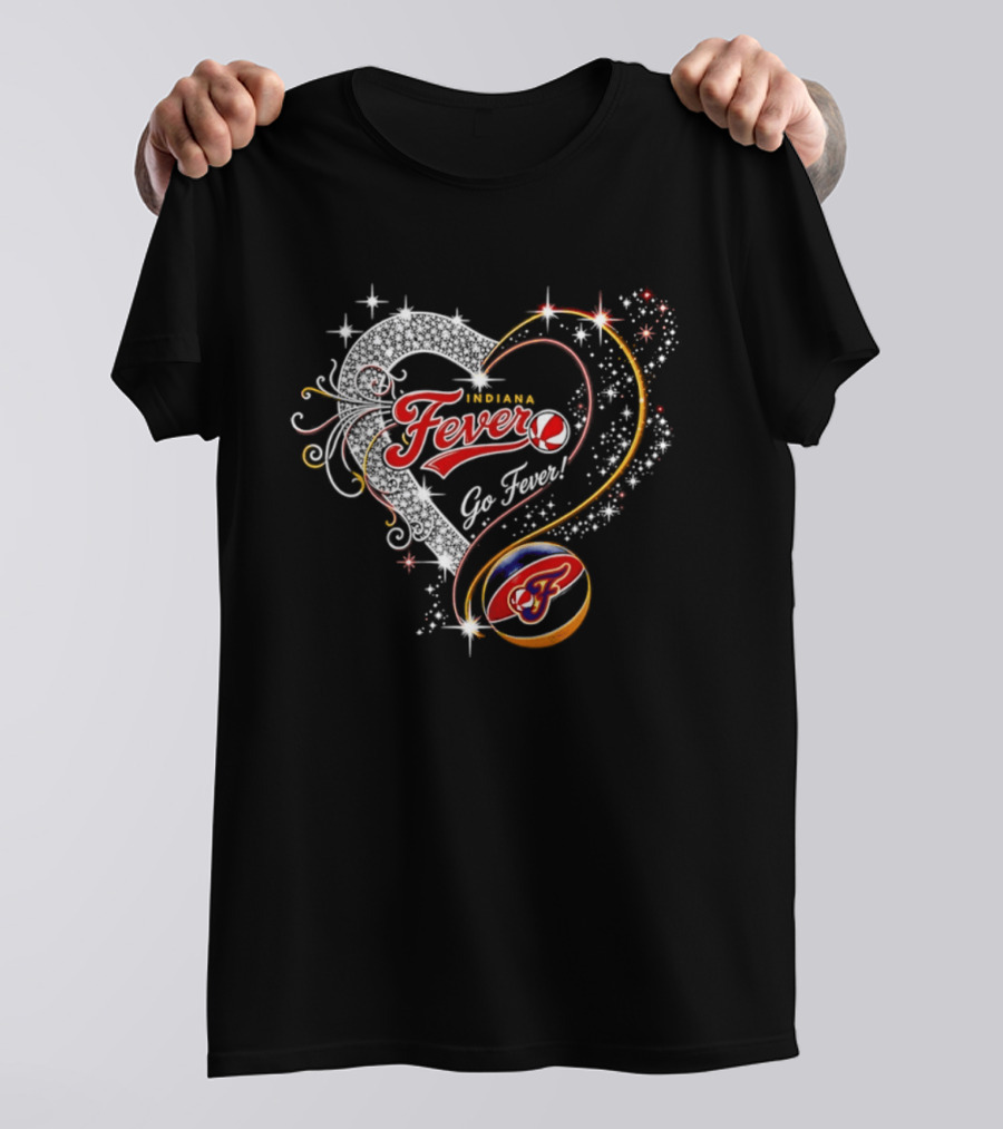 Indiana Fever Heart Go Fever Diamond Sparkle T-Shirt