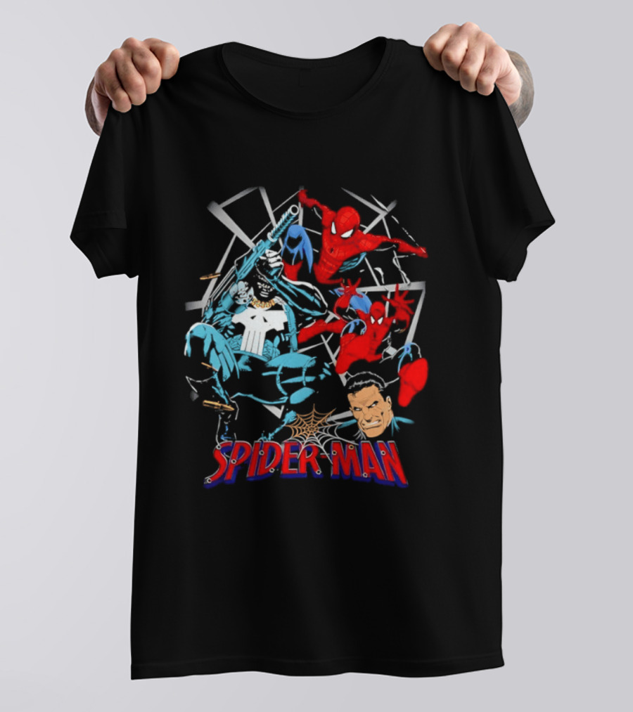 Spider Man Punisher Marvel Comics Crossover Action T-Shirt