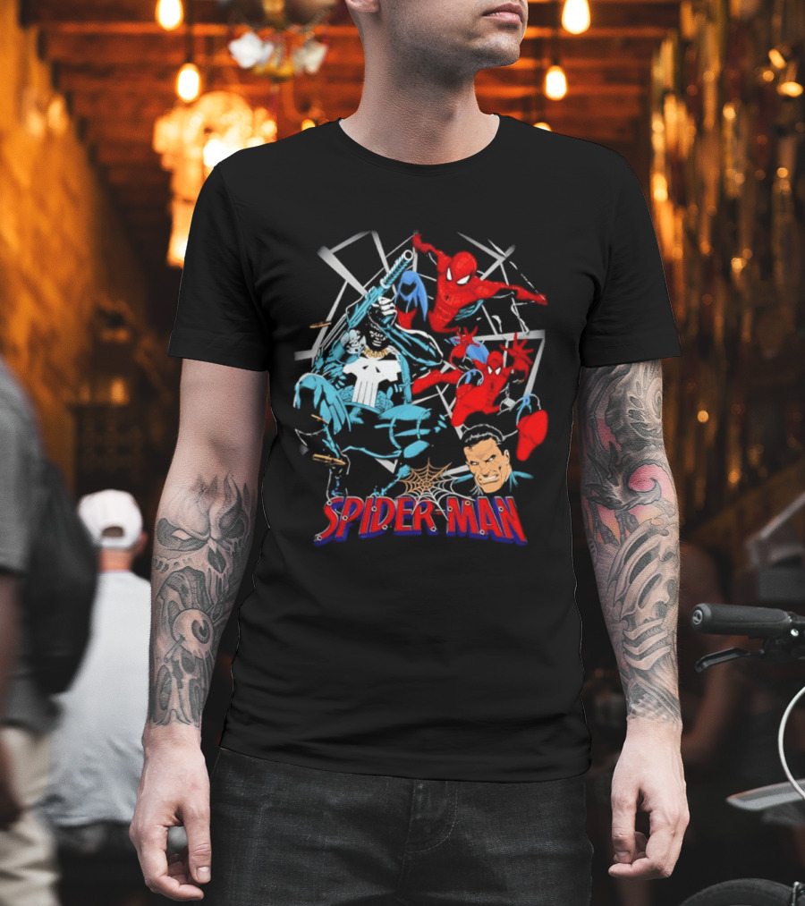 Spider Man Punisher Marvel Comics Crossover Action T-Shirt