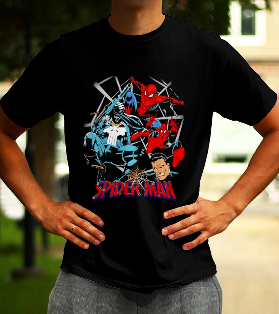 Spider Man Punisher Marvel Comics Crossover Action T-Shirt