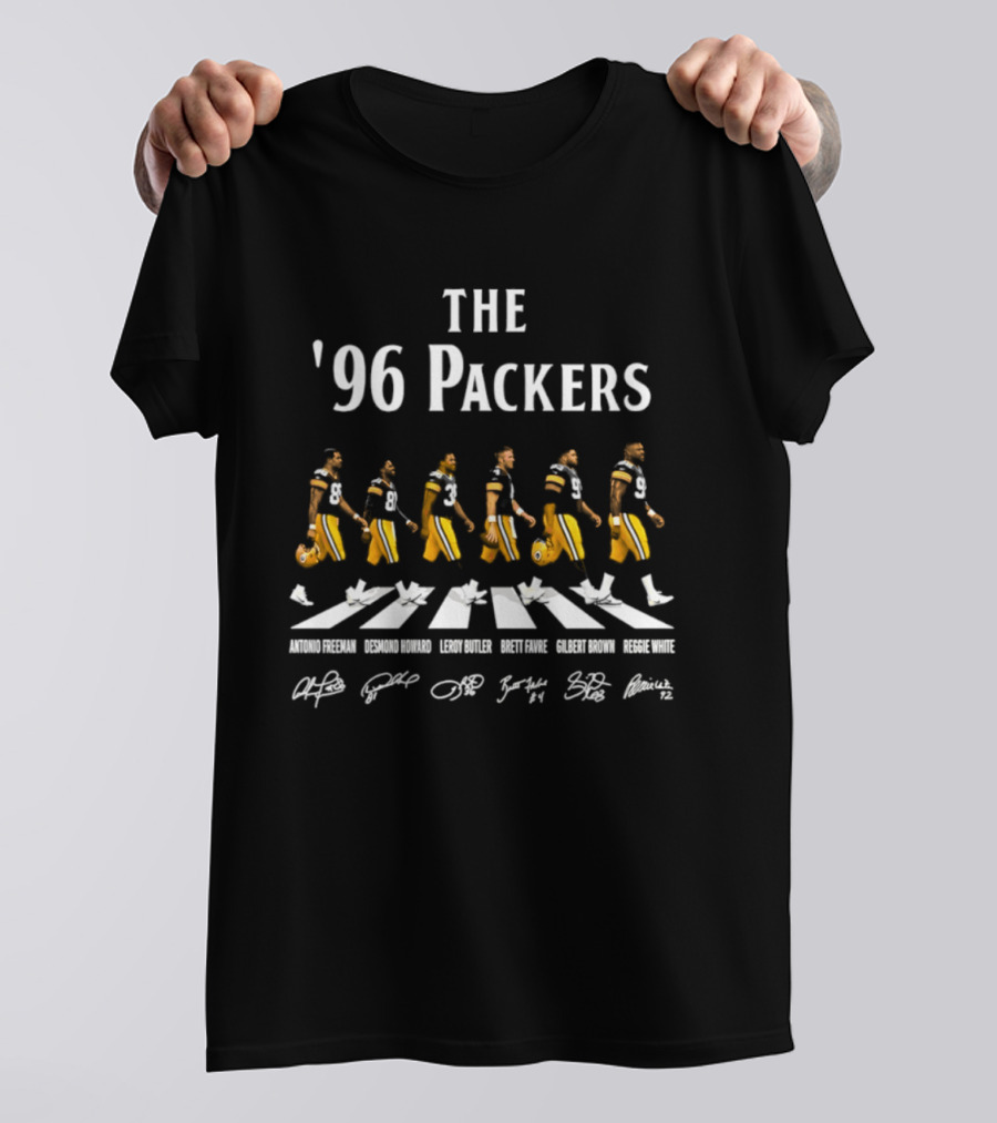 96 Packers Antonio Freeman Desmond Howard Leroy Butler Brett Favre Gilbert Brown Reggie White Signatures Green Bay Packers T-Shirt