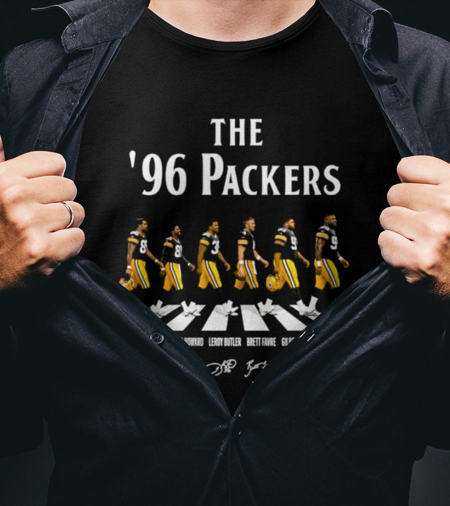 96 Packers Antonio Freeman Desmond Howard Leroy Butler Brett Favre Gilbert Brown Reggie White Signatures Green Bay Packers T-Shirt