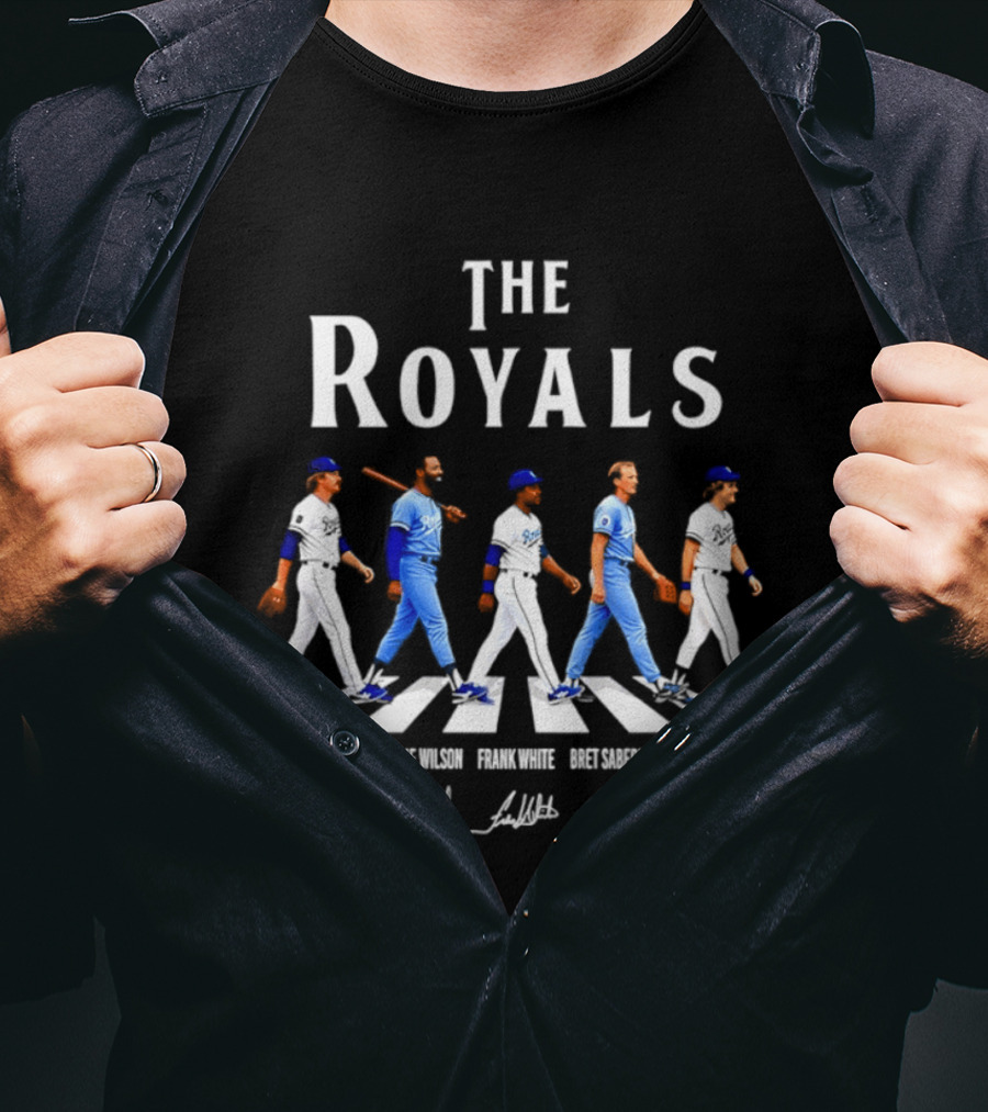 The Royals Dan Quisenberry Willie Wilson Frank White Bret Saberhagen George Brett Kansas City Signatures T-Shirt