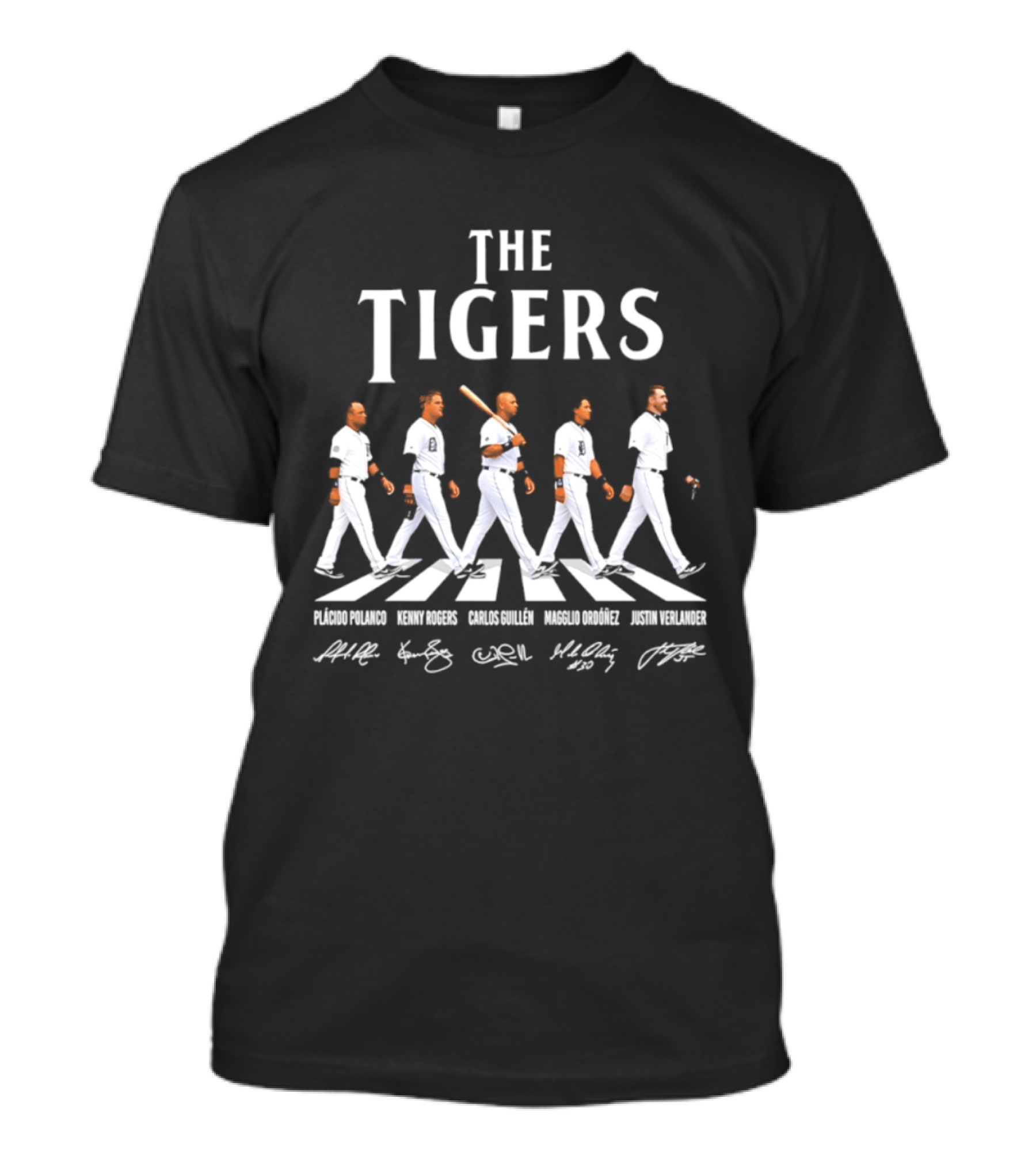The Tigers Plácido Polanco Kenny Rogers Carlos Guillén Magglio Ordóñez Justin Verlander Detroit Abbey Road Baseball Players T-Shirt