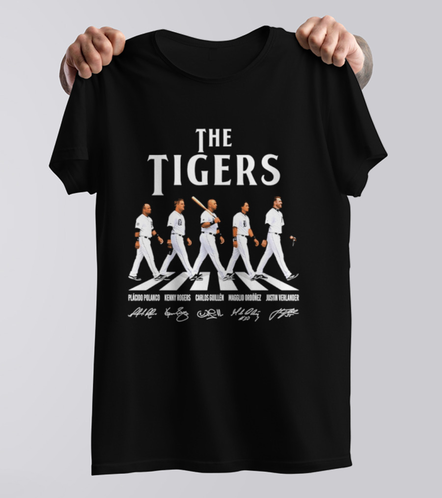 The Tigers Plácido Polanco Kenny Rogers Carlos Guillén Magglio Ordóñez Justin Verlander Detroit Abbey Road Baseball Players T-Shirt