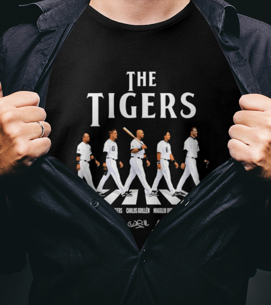 The Tigers Plácido Polanco Kenny Rogers Carlos Guillén Magglio Ordóñez Justin Verlander Detroit Abbey Road Baseball Players T-Shirt