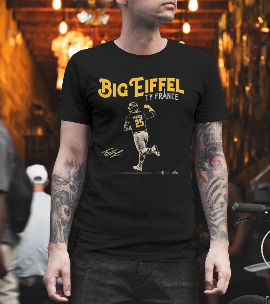Big Eiffel Ty France 25 Baseball Player T-Shirt
