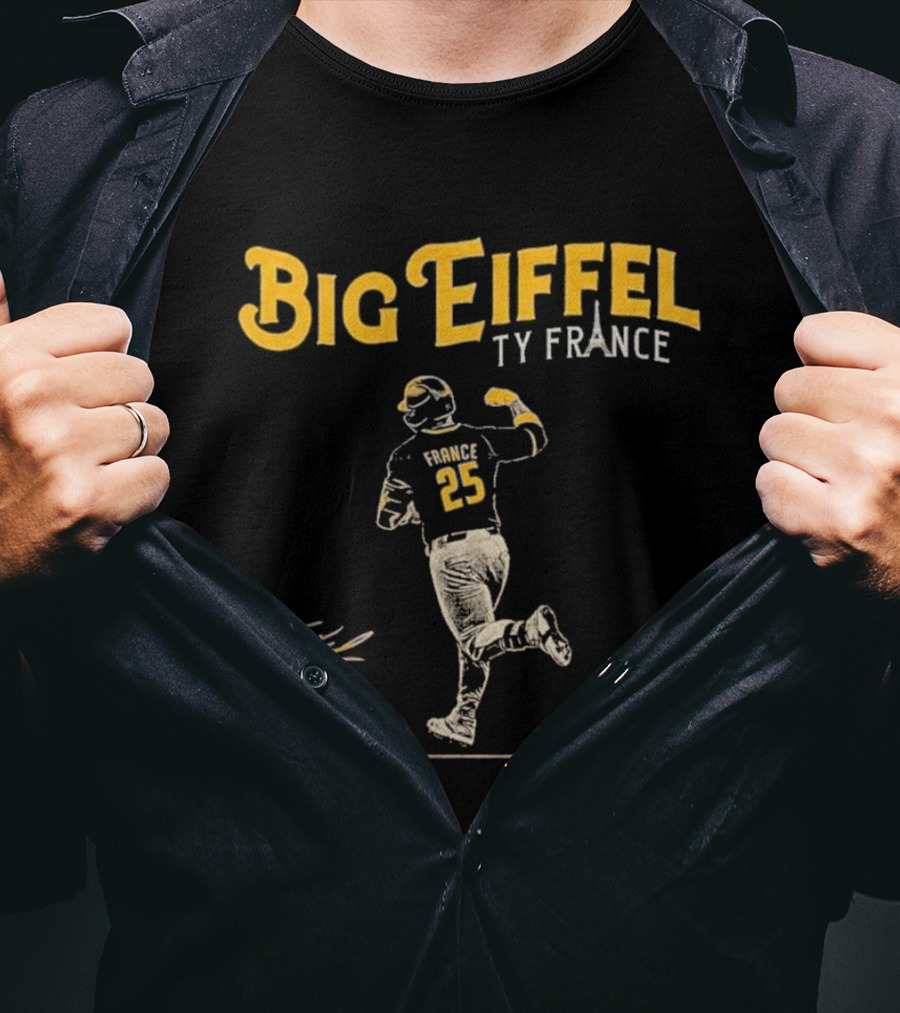 Big Eiffel Ty France 25 Baseball Player T-Shirt