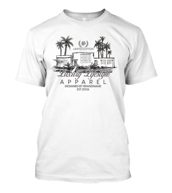 Luxury Lifestyle Apparel Limited Edition Brandname Est 2026 Palm Trees T-Shirt