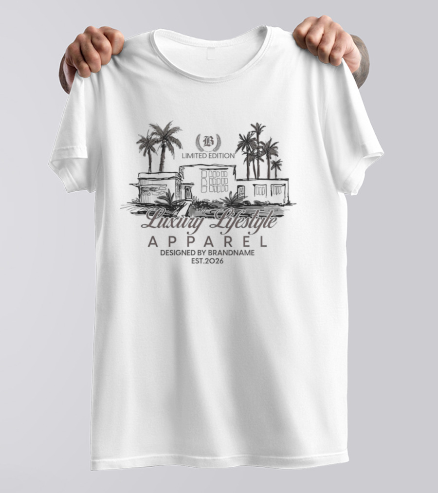 Luxury Lifestyle Apparel Limited Edition Brandname Est 2026 Palm Trees T-Shirt