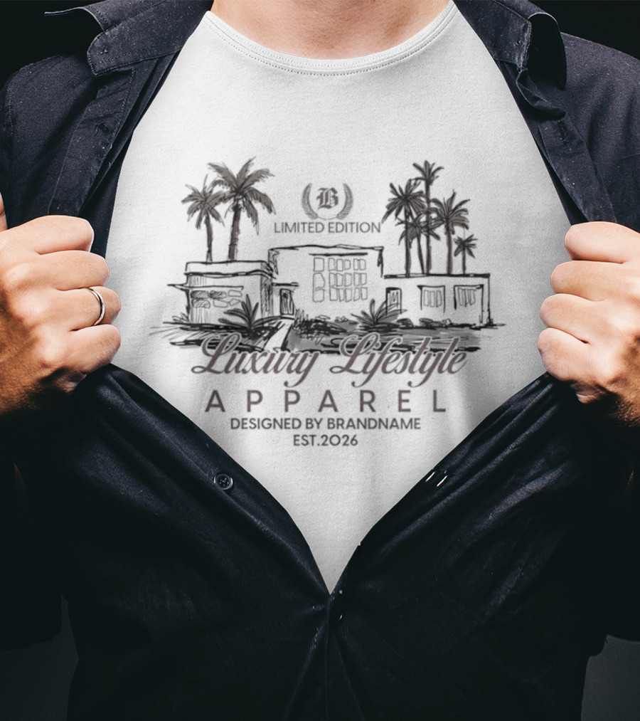 Luxury Lifestyle Apparel Limited Edition Brandname Est 2026 Palm Trees T-Shirt